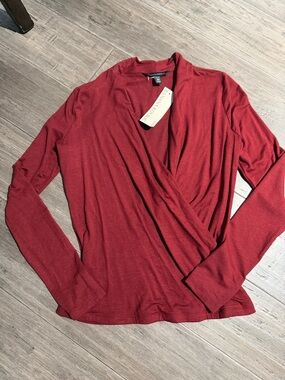 Banana Republic Wine Red Wrap-Style Long Sleeve Top